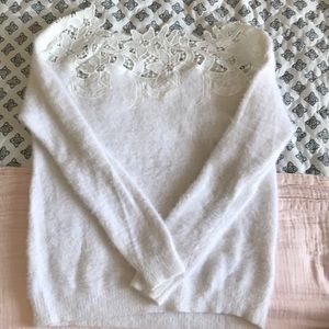 White off the shoulder pullover sweater